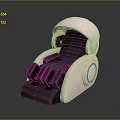 Futuristic Pink And Black Chair With Gold Blue Circular Accents Gray Background