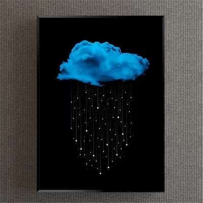 Modern Decorative Painting Simple Blue Bedroom Abstract Cloud 3d model