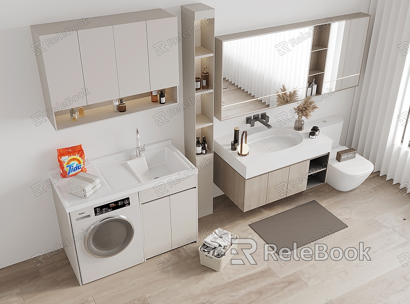 Modern Washing Machine Cabinet Bathroom Cabinet Washing Machine Toilet model