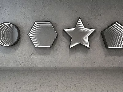 Commercial Equipment Modern Geometric Decorative Mirrors Round Hexagon Star Irregular Shapes 3d model