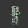 Complex Industrial Tower Equipment With Multi Level Platforms And Antenna Arrays