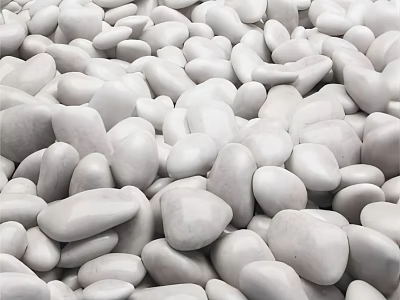 Natural White Pebble Stones And Wooden Materials For Decorative Landscaping Use 3d model