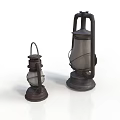 Vintage Metal Lanterns With Glass Shades In Different Sizes And Classic Design