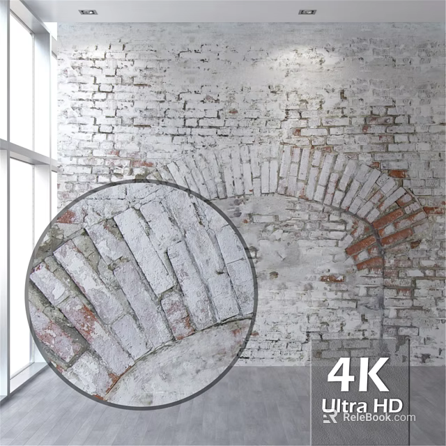 Exposed Brick Wall Arch Structure Construction Component With 4K Textured Detail View 3d model 