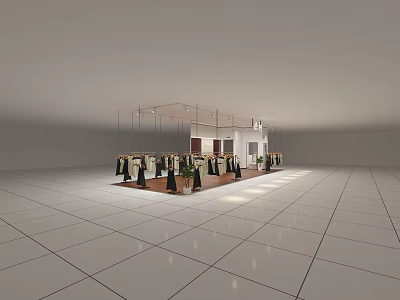 Modern Minimalist Shopping Mall Clothing Counter With Tidy Ladies Fashion Garment Display Arrangement 3d model