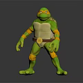 Game and Movie Character With Green Skin Orange Wrist Guards Brown Belt and Yellow Emblem