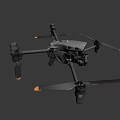 Three Gray Drones with Rotors and Body Design on White Background 3d model