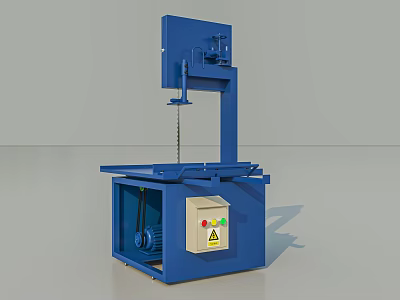 Blue Industrial Band Saw Machine Featuring Control Panel Saw Blade And Stable Base 3d model