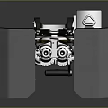 Military Heavy Duty Weapon With Twin Barrels Green Armor Mechanical Design And Yellow Sign