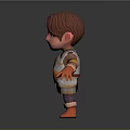 3D Cartoon Character With Silver Gold Armor Brown Hair And Orange Gloves
