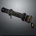 Futuristic Weapon With Cylindrical Structure Yellow Black Rings And Mechanical Components 3d model