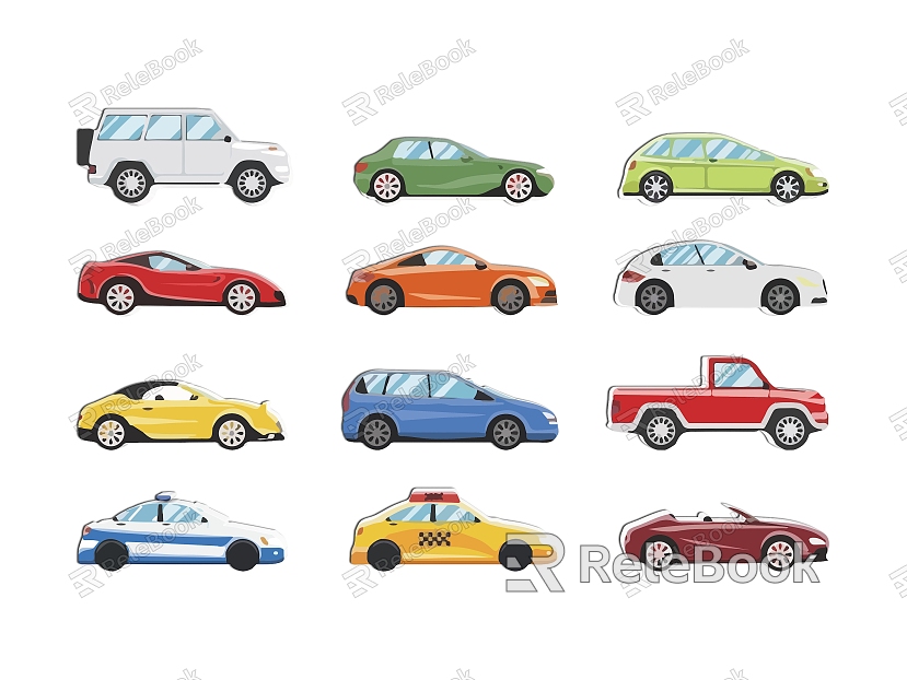 Car Car Car Three-dimensional Vehicle Cartoon Vehicle Urban Vehicle Tool Car Cartoon Car Hand-painted Car Material Elements model