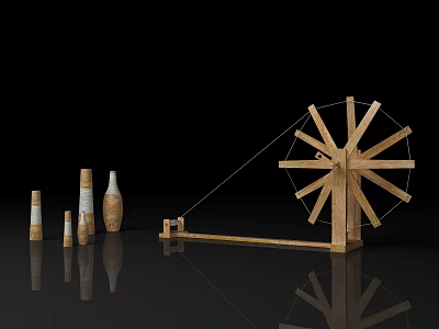 New Chinese Agricultural Tools Spinning Wheel 3d model