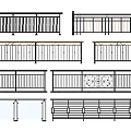 Various Fence Designs Featuring Different Rail Patterns And Decorative Elements 3d model