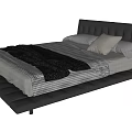 Stylish Modern Double Bed With Leather Headboard Metal Legs And Neutral Bedding