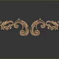 Intricate Golden Carved Scrolls With Foliage Designs On Black Background Reflection 3d model