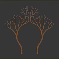 Elegant Double Symmetric Copper Branch Sculptures As Modern Art Decor