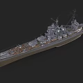 Realistic Battleship 3D Model Featuring Deck Gun Turrets Masts And Structural Details 3d model