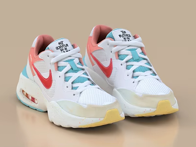 Multicolor Athletic Sneakers With Vibrant Color Accents And Cushioned Sole 3d model
