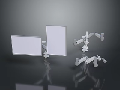 White Electronic Monitor Mounts With Ergonomic Design Various Angles And Structures 3d model