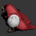 Game Movie Character With Red Coat Blue Pants Gray Hair Standing Pose Full Body