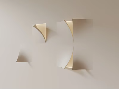 Modern Curved Wall Decor With Gold Edge Panels On Beige Background 3d model