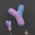 Large and Small Inflatable Y Shaped Models with Gradient Pink Blue Colors 3d model