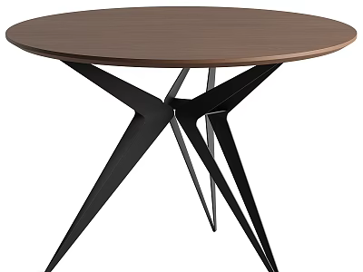 Modern Round Side Table With Wooden Tabletop And Black Metal Crossed Legs 3d model