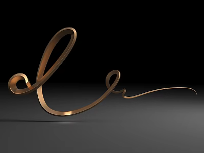Shiny Golden Carved Letter E on Black Background with Three Dimensional Design 3d model
