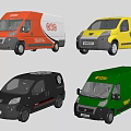 Commercial Delivery Vans in Various Colors Featuring Company Logos and Branding