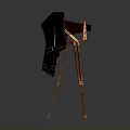 Vintage Electronic Camera Design With Wooden Tripod And Cloth Cover