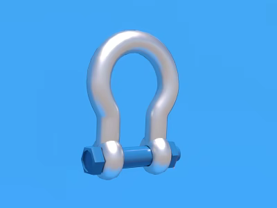 Industrial Silver Metal Shackle Featuring Blue Bolts On Blue Background 3d model