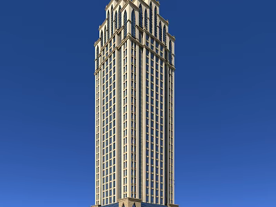 Tall Commercial Complex Tower With Light And Dark Facade And Numerous Windows 3d model