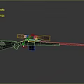 Tactical Sniper Rifle With Scope And Skull Design On Black Stock