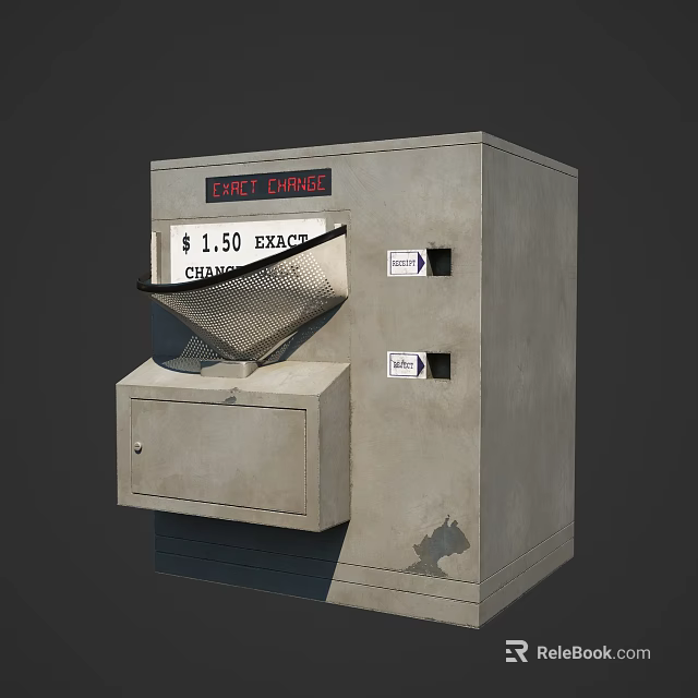 Station Exact Change Machine Concrete Exterior With 1.50 Discount Display Coin Slot And Change Dispenser 3d model 