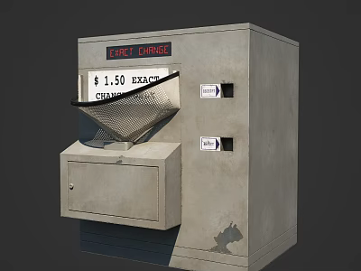Station Exact Change Machine Concrete Exterior With 1.50 Discount Display Coin Slot And Change Dispenser 3d model