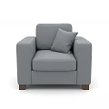 Gray Single Sofa With Soft Pillow And Wooden Legs Modern Design 3d model