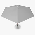 Outdoor White Umbrella With Wooden Frame And Silver Base Stand