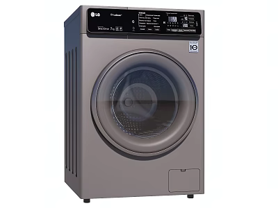 Haier Front Load Gray Washing Machine With Transparent Door And Digital Control Panel 3d model