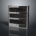 Modern Metal Storage Cabinet With Multiple Shelves Drawers And Reflective Surface