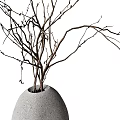 Minimalist Decorative Ornament Set With Egg Shaped Stone Vases And Dry Branches