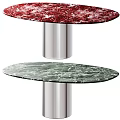 Stylish Restaurant Interior Showcasing Red And Green Marble Tabletops With Metal Pedestal Bases