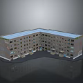 L Shaped Multi Storey Building Model With Windows And Flat Roof Exterior Design