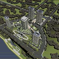 Aerial Planning Of Urban Development With High Rise Buildings Green Spaces And Road Networks