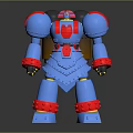 Stylish Blue And Red Robot Figure With Detailed Armor And Mechanical Design