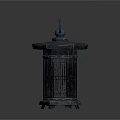 Traditional Black Lanterns With Classic Ring Top Square Base And Grid Design