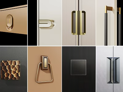 Various Modern Cabinet Handles With Sleek Metallic And Geometric Designs For Furniture 3d model