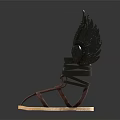 Stylish Leather Sandals Featuring Metallic Wing Decorations And Light Brown Sole 3d model