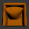 Orange Fabric Armchair With Matching Pillow And Wooden Legs For Living Room