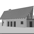 White Detached Villa With Gray Tiled Roof Chimney And Balcony Railing